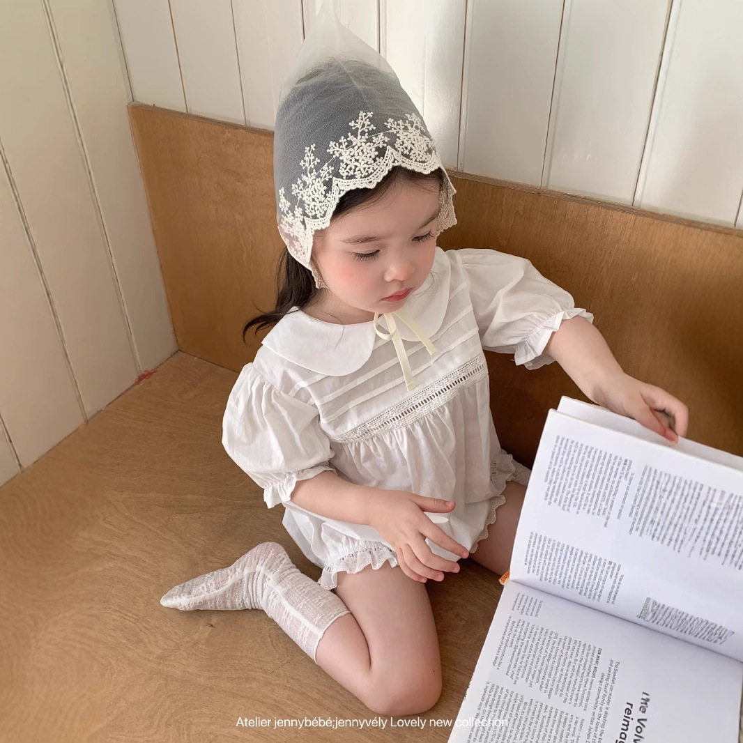 韩版童装 夏季新款 衣服女宝宝可爱娃娃领包屁衣婴幼儿周岁爬服