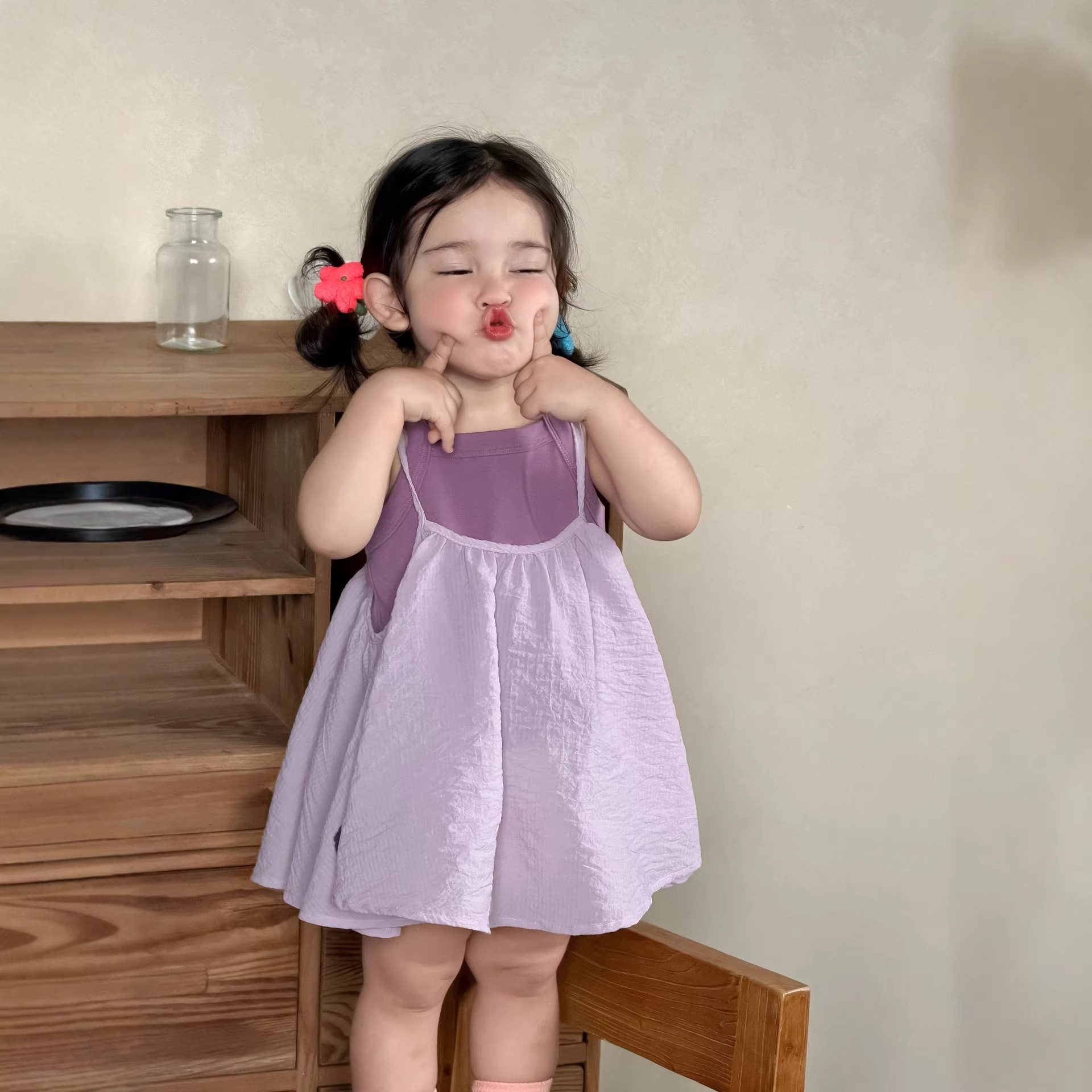 女宝宝A类纯棉夏季吊带两件套