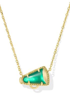 代购Kendra Scott女士项链简约可爱精致个性金色链条绿色贝壳