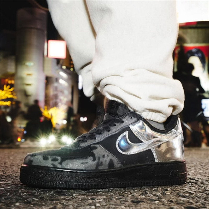 代购Nike耐克Air Force 1 All Star全明星黑银3M反光空军一号板鞋