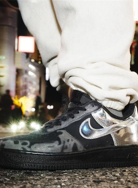 代购Nike耐克Air Force 1 All Star全明星黑银3M反光空军一号板鞋
