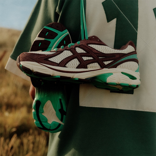 代购EARLS x ASICS GT-2160亚瑟士联名奶油棕绿反毛皮男女跑步鞋