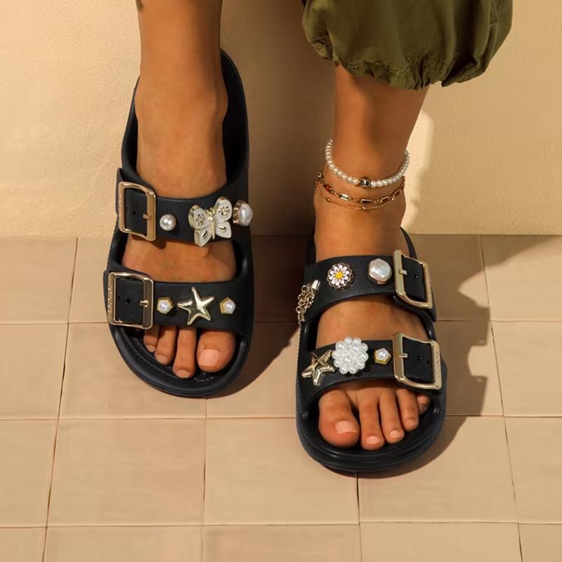 代购crocs Metallic Buckle女士金属扣Saturday凉鞋舒适轻盈拖鞋