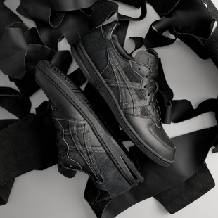 TOYODA 代购 黑色皮面板鞋 SKYHAND GOSEI亚瑟士联名款 ASICS