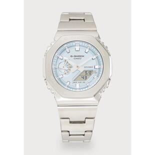 腕表计时夜光日期闹钟金属防水钢带银色运动休闲 SHOCK男士 代购