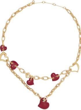 代购kate spade女士项链时尚优雅浪漫精致金色链条红色心形吊坠