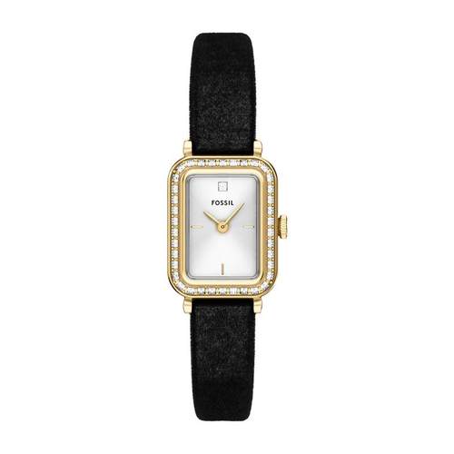 代购Fossil化石女士腕表计时夜光日期指针金属防水织物镶钻商务