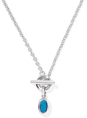 代购Kendra Scott女士项链优雅简约精致时尚银色蓝色椭圆形T形扣