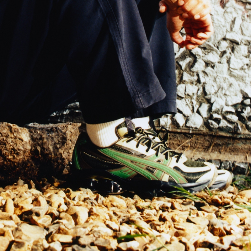代购KIKO× ASICS US5-S GEL-QUANTUM亚瑟士联名款苔藓绿男女跑鞋