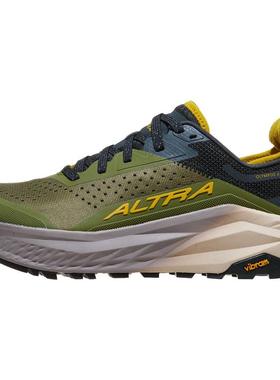 代购Altra男士越野跑鞋高缓震零落差宽后跟稳定结构绿色黄色细节