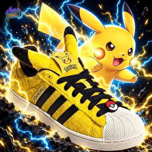 代购Pokémon X Adidas SUPERSTAR阿迪达斯宝可梦联名皮卡丘板鞋