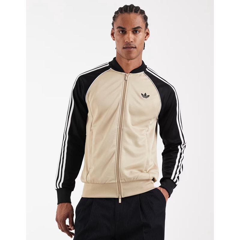 海外代购Adidas/阿迪达斯男士运动茄克拉链开合侧边口袋拼色立领