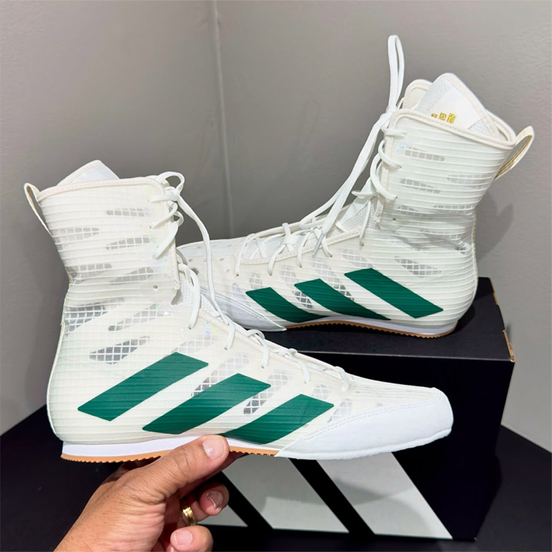 Adidas BOX HOG 4阿迪达斯时尚白绿拼色舒适透气男女摔跤鞋拳击鞋