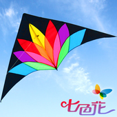 风筝新款 潍坊百特精品七色花风筝成人微风易飞大型长尾七彩好飞