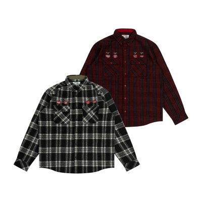 GRAF原创品牌【24格纹】嘴唇LipSycn美式街头格子西海岸磨毛衬衣