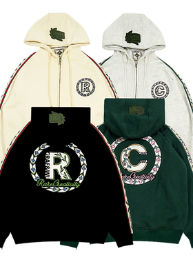 GRAF原创品牌知识产权的鲜花Registered织带刺绣植物加绒开衫外套