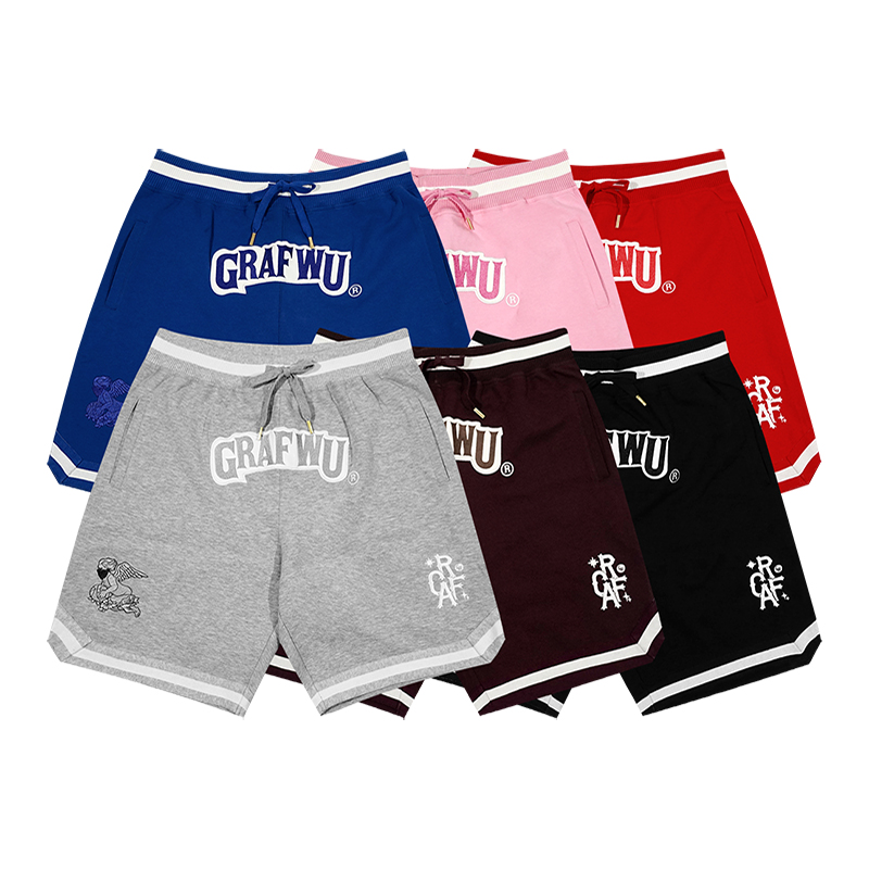 GRAF原创品牌基本款大字母皮底刺绣重工小天使篮球宽松舒适短裤