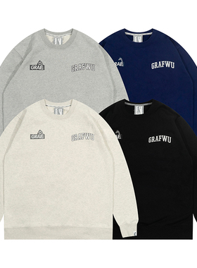 GRAF原创品牌【基础】AK47天使长颈鹿刺绣简约毛圈薄美式圆领卫衣