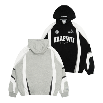 拼色黑白GRAF&WU帽衫球衣