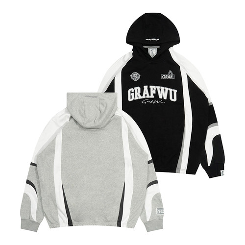 拼色黑白GRAF&WU帽衫球衣