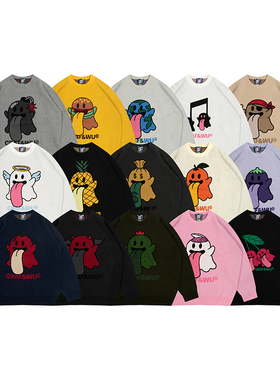 GRAF原创品牌【加厚】BooGhost正反可爱鬼天使恶魔针织厚套头毛衣