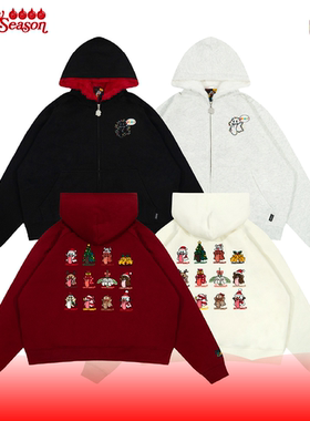 GRAF原创品牌【双旦新年】12个可爱鬼圣诞美式复古毛开衫外套帽衫