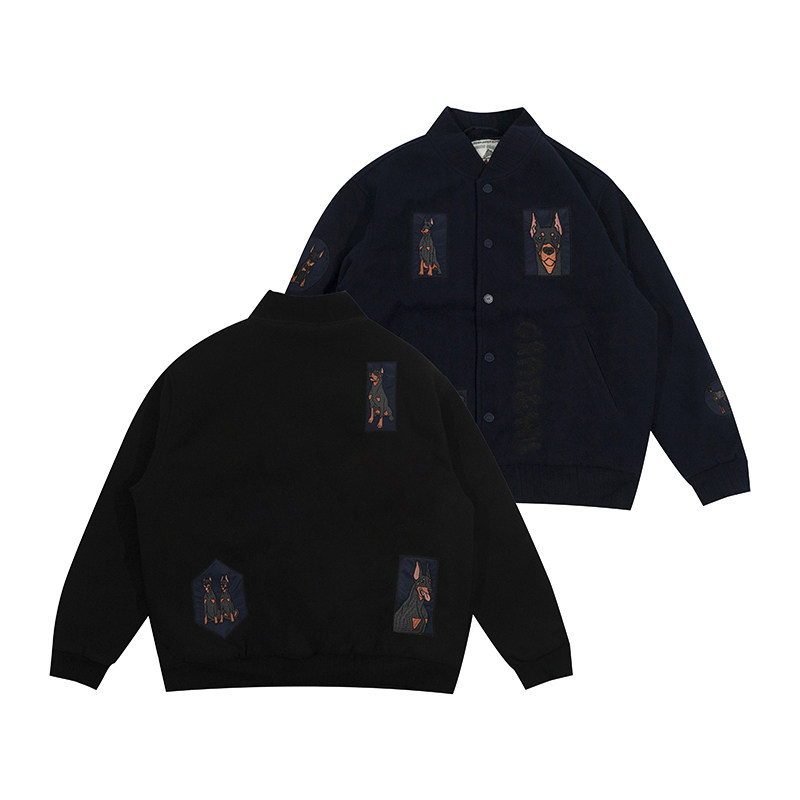 通缉杜宾羊毛刺绣GRAF棒球夹克