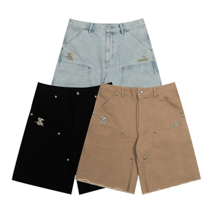 GRAF原创品牌【硬汉五金】AK47天使长颈鹿金属标帆布厚伐木工短裤