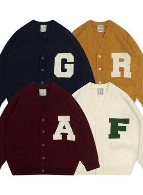 GRAF原创品牌【冬日Vibe】羊毛Letterman开衫毛衣针织衫美式外套