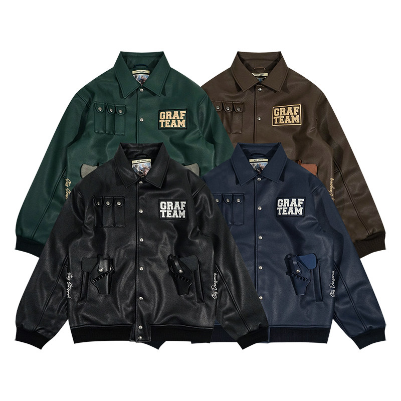 GRAF&WU可拆卸GUN套特种部队皮衣