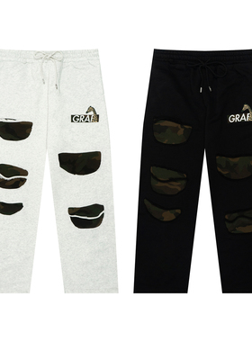 GRAF原创品牌【TheSample】基础采样系列迷彩长颈鹿破坏加绒卫裤