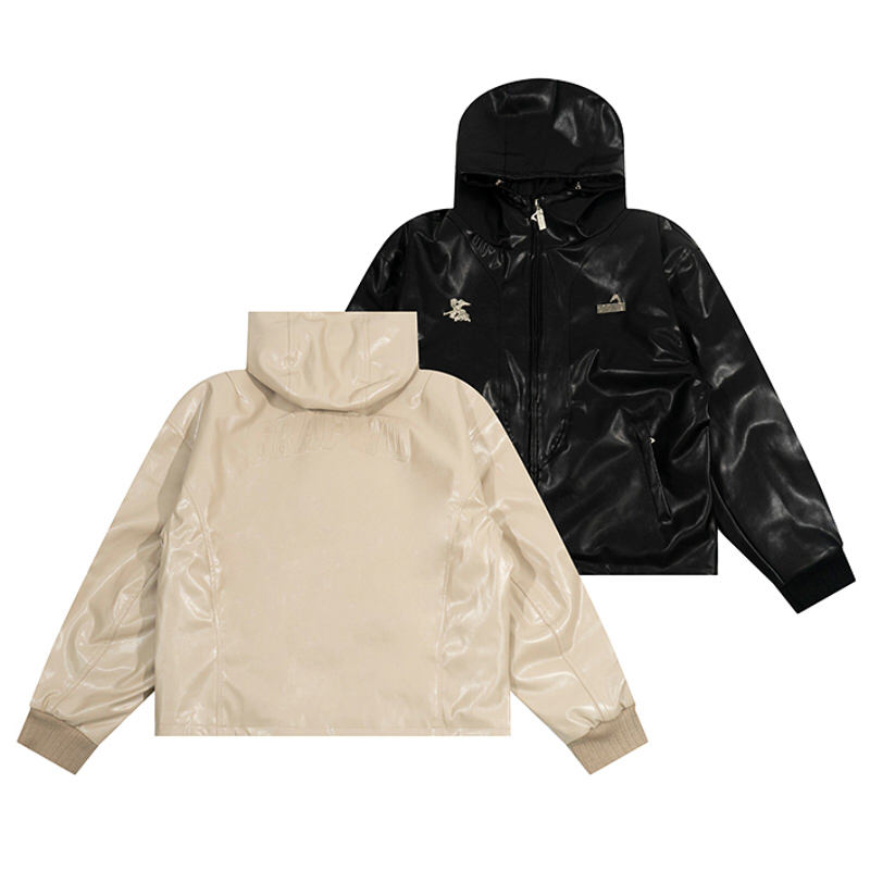 GRAFWU硬汉金属PU皮夹克夹克