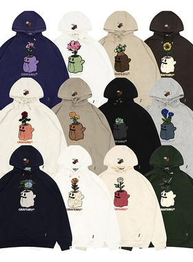 GRAF原创品牌【FlowerShop】BooGhost可爱鬼2.0花卉重磅毛圈帽衫