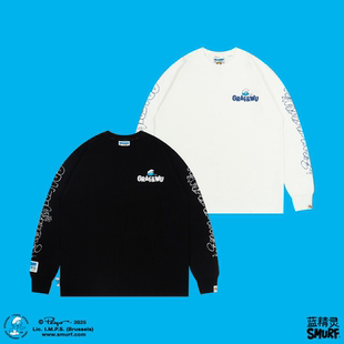 GRAF X SMURF【蓝精灵联名】印花蓝色叠叠乐厚实美式棉宽松长袖