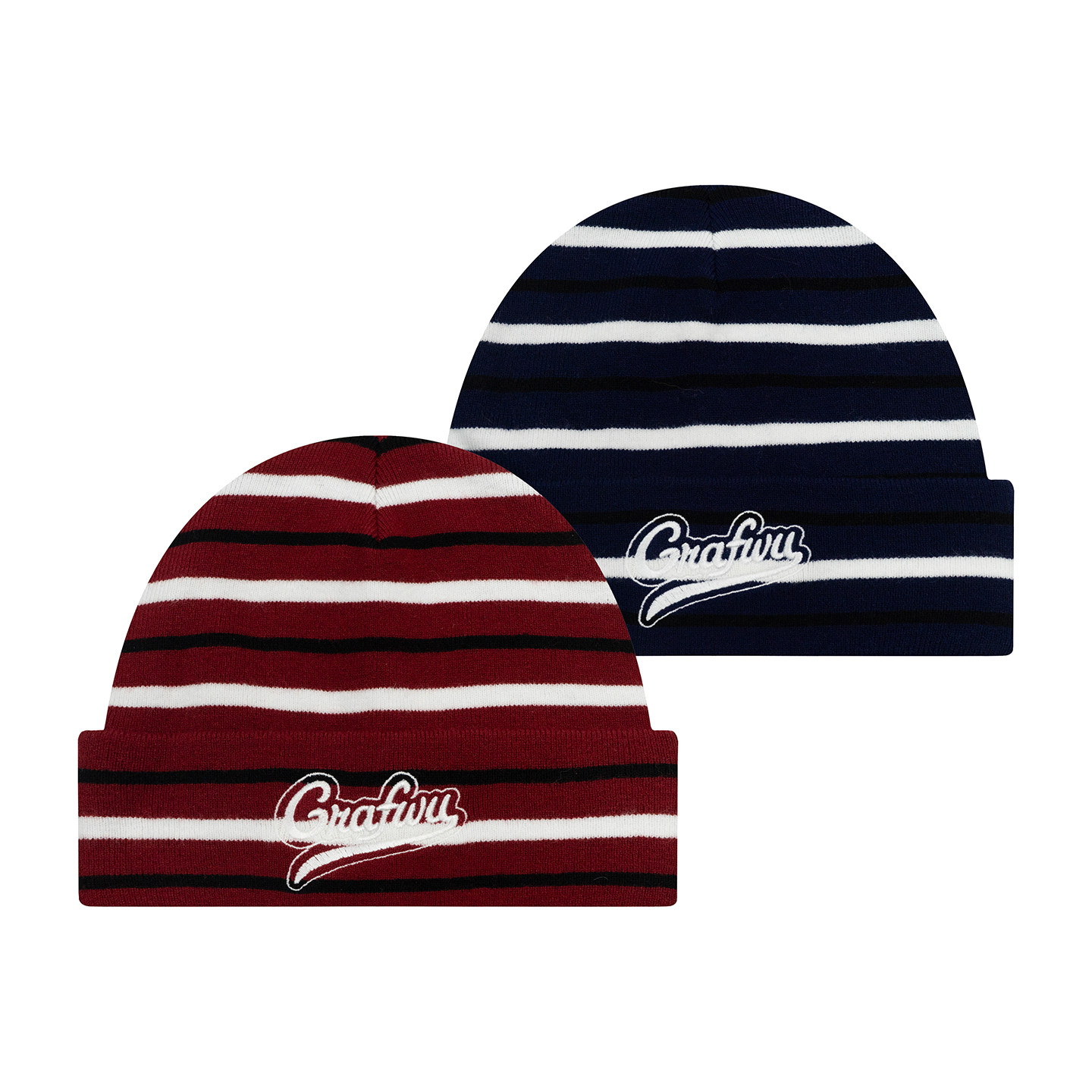 GRAF原创品牌条纹蓝红针织美式配色字母刺绣街头嘻哈毛线帽子,服饰配件/皮带/帽子/围巾,帽子,淘宝优惠券,粉丝福利购,淘宝优惠卷