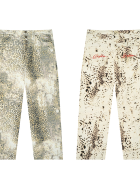 GRAF原创品牌【TheSample】基础采样系列褪色雪豹纹铜五金工装裤