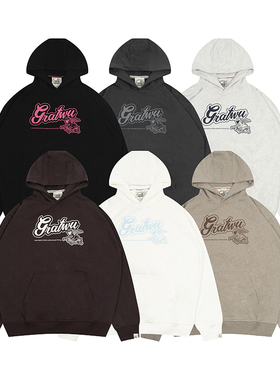 GRAF原创品牌【轻便百搭】美式AK天使字母印花毛圈舒适街头宽帽衫