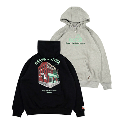 GRAF&WU店铺街头加绒帽衫