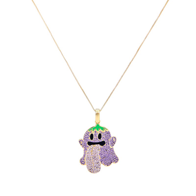 GRAF 오리지널 브랜드 BOOGHOST 귀여운 유령 2.0 천사 악마 라인스톤 손으로 장식한 금도금 목걸이