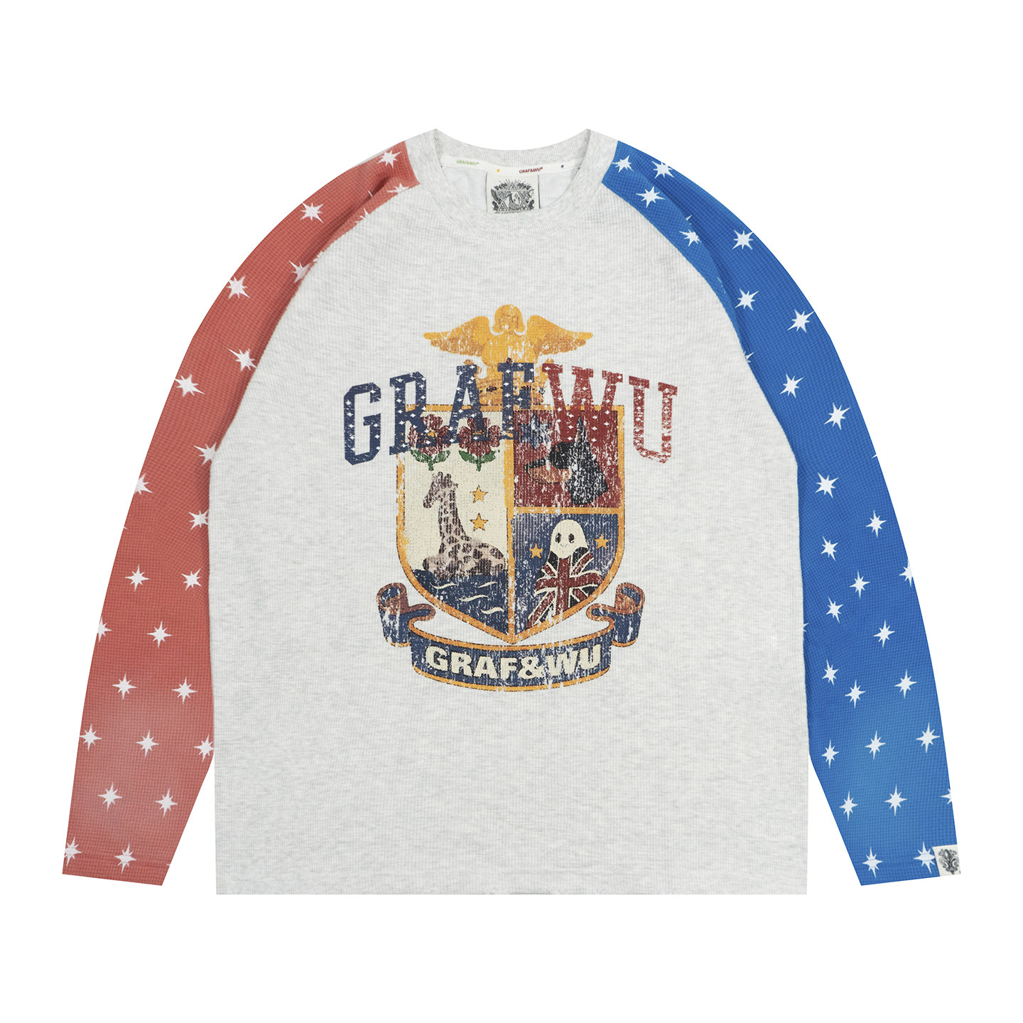 GRAF原创品牌【TheSample】基础采样系列插肩星星洗旧褪插肩长袖