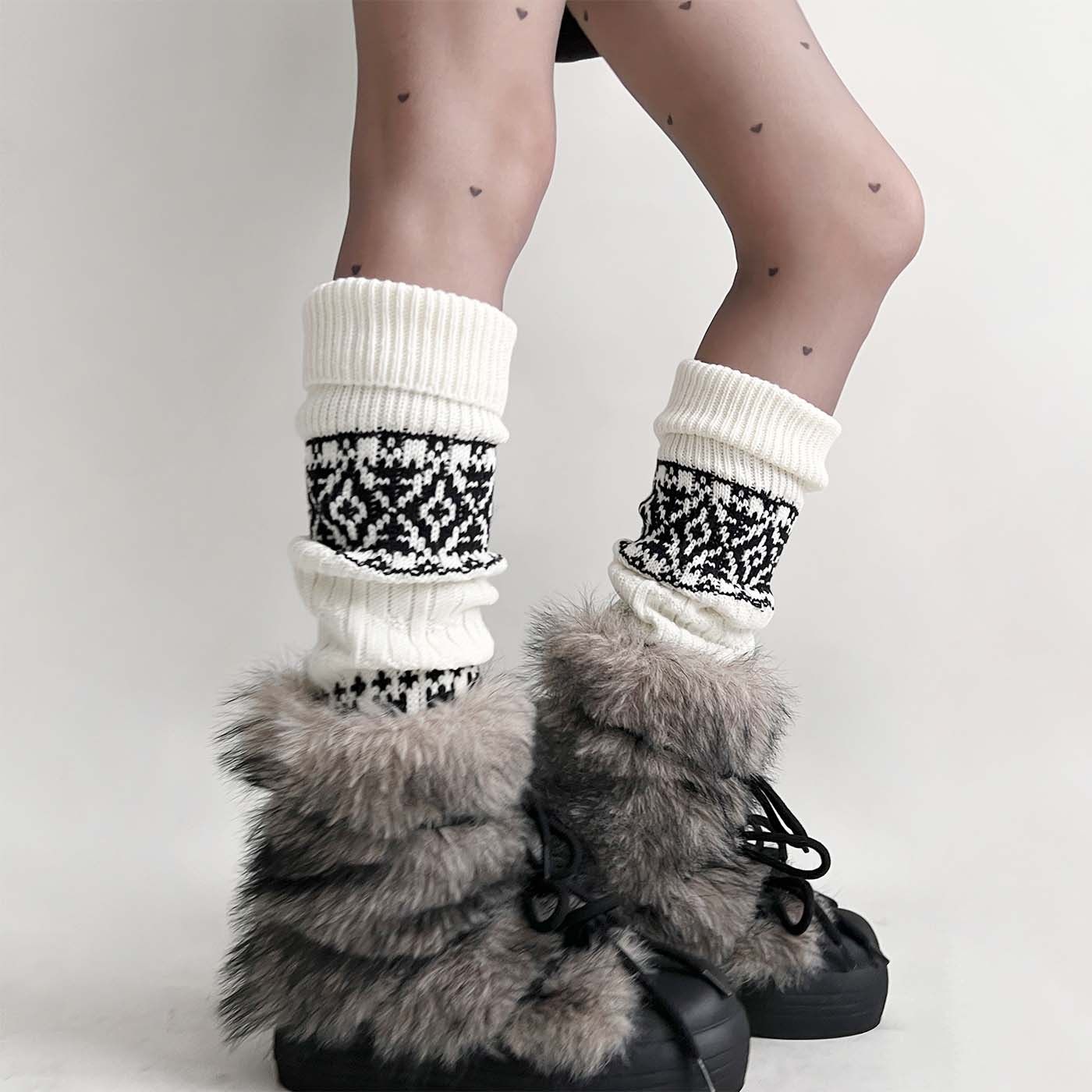 秋冬新款费尔岛袜套复古花纹针织毛线腿套保暖加厚中筒堆堆袜百搭,女士内衣/男士内衣/家居服,连裤袜/打底袜,淘宝优惠券,粉丝福利购,淘宝优惠卷