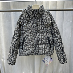 2025冬季新款时尚百搭连帽抽绳字母印花白鸭绒羽绒服短款外套9935