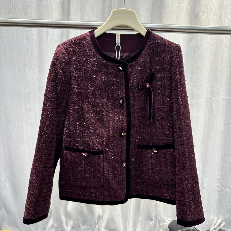 商场同款2026春季新款时尚圆领丝绒拼接小香风百搭休闲羊毛外套57,女装/女士精品,短外套,淘宝优惠券,粉丝福利购,淘宝优惠卷