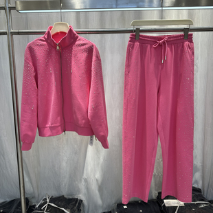 休闲运动套装 商场同款 2026春季 款 子两件套2618 重工烫钻宽松外套裤