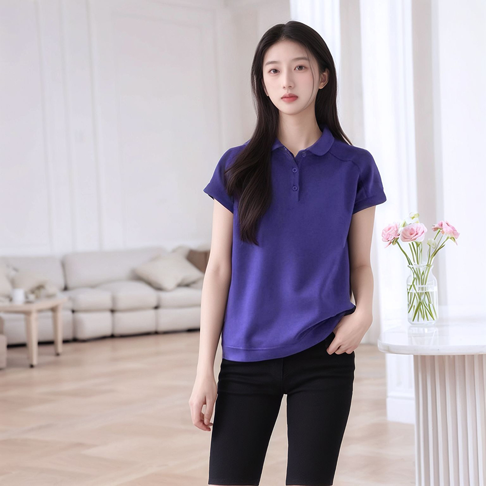 纯棉polo衫翻领印花短袖休闲显瘦上衣女夏季新款宽松大码女装T恤