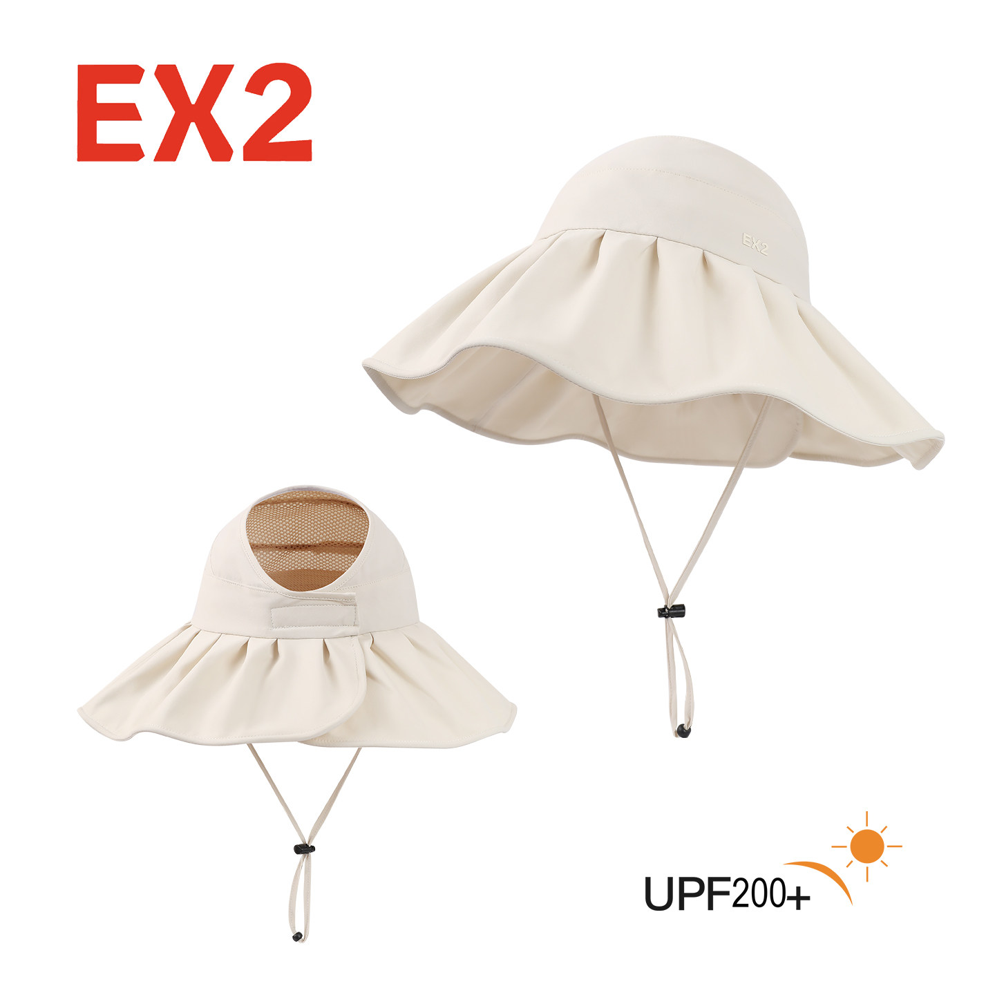 EX2伊海诗帽子女士夏天遮阳防晒大檐帽空顶贝壳帽防紫外线369062