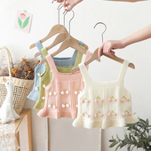 女童毛衣吊带背心2025秋季 马甲 儿童甜美樱桃外穿一岁女宝宝针织衫