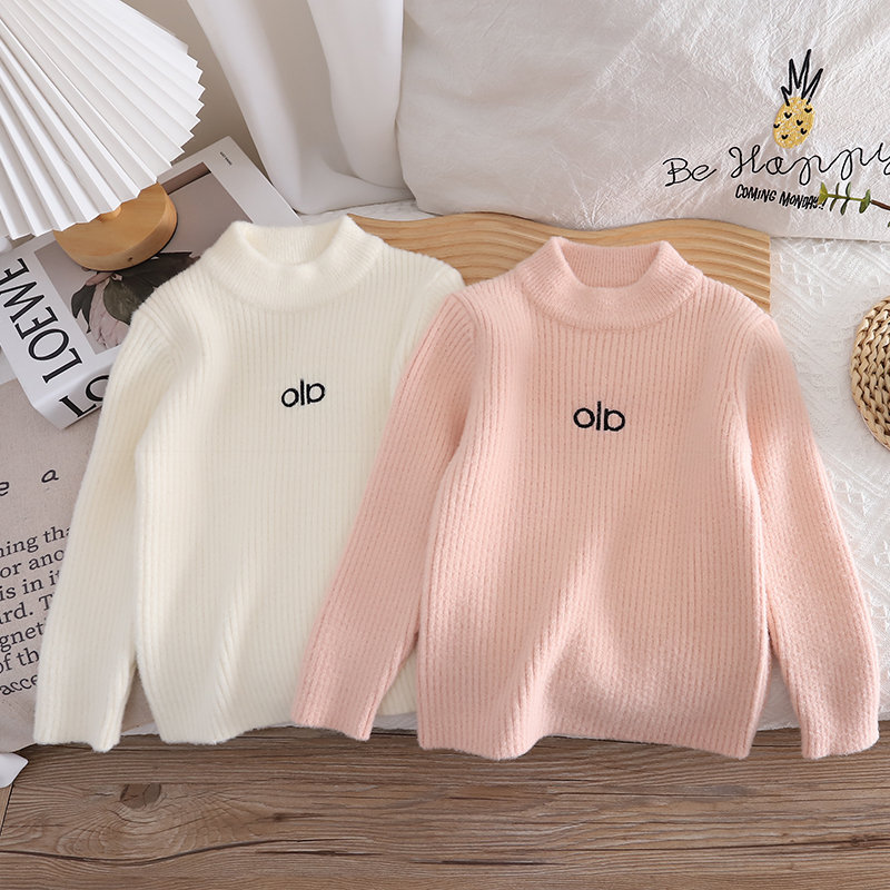 儿童白色毛衣女童内搭秋冬季男童纯色打底衫宝宝修身针织毛线上衣