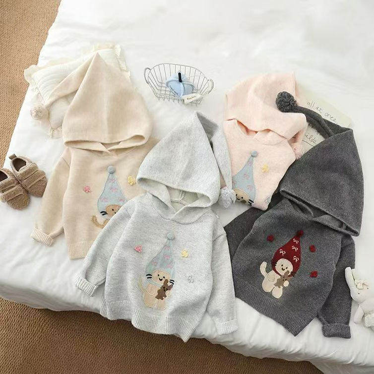 女童外穿毛衣连帽衫2025秋冬季儿童韩版套头衫宽松上衣宝宝针织衫