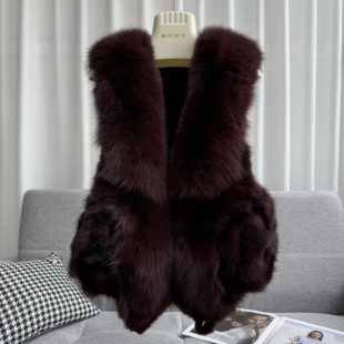 2023秋冬狐狸毛皮草马甲女短款 背心坎肩 海宁皮草韩版